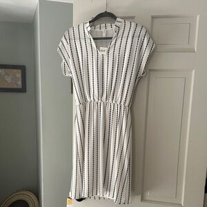 Striped White and Navy Dress